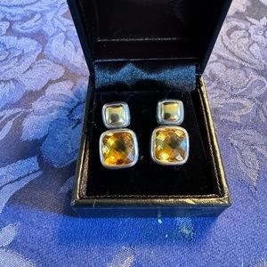 David Yurman Chicklet Earrings Citrine and Gold